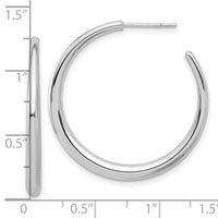 14K White Gold Polished Hoop Post Earrings-TF2278W