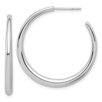 14K White Gold Polished Hoop Post Earrings-TF2278W