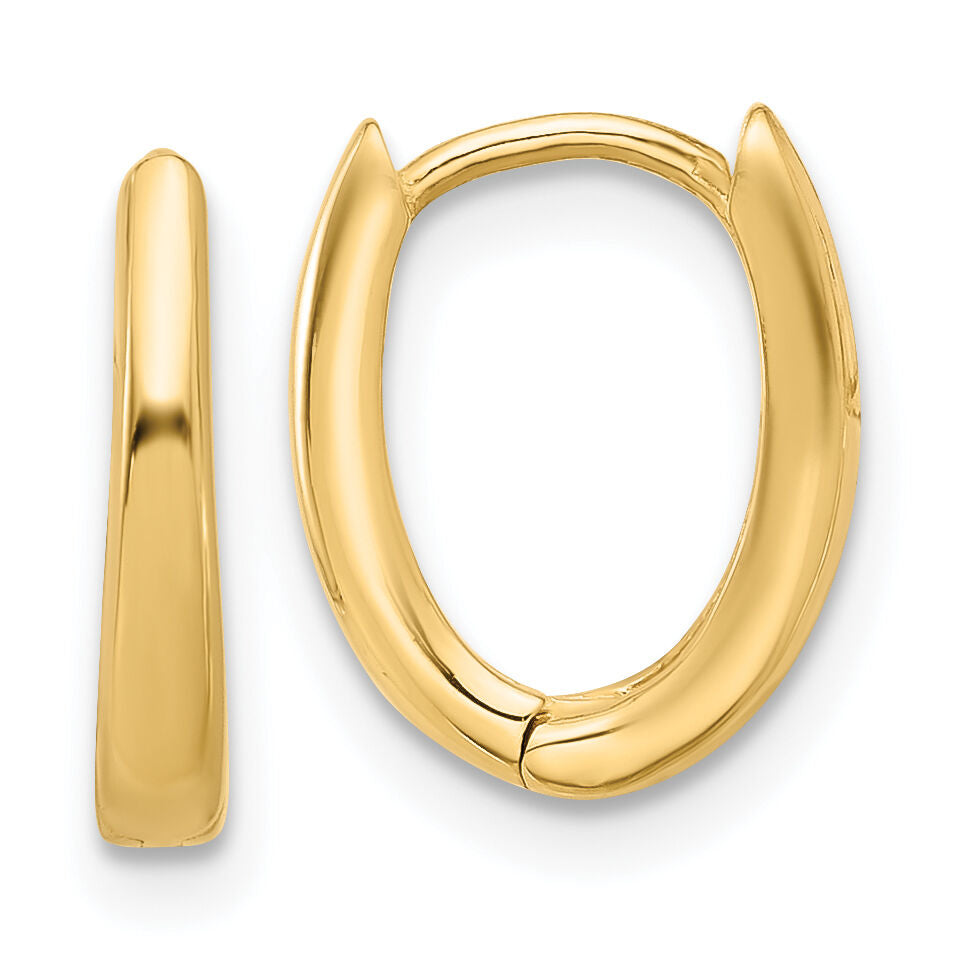 14K Polished Oval Hinged Hoop Earrings-TF2284