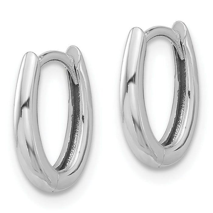 14K White Gold Polished Oval Hinged Hoop Earrings-TF2284W