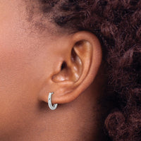 14K White Gold Polished Oval Hinged Hoop Earrings-TF2284W