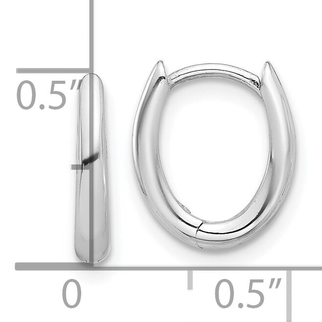 14K White Gold Polished Oval Hinged Hoop Earrings-TF2284W