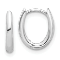 14K White Gold Polished Oval Hinged Hoop Earrings-TF2284W