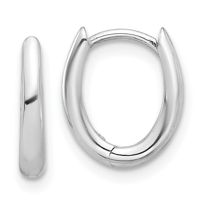 14K White Gold Polished Oval Hinged Hoop Earrings-TF2284W