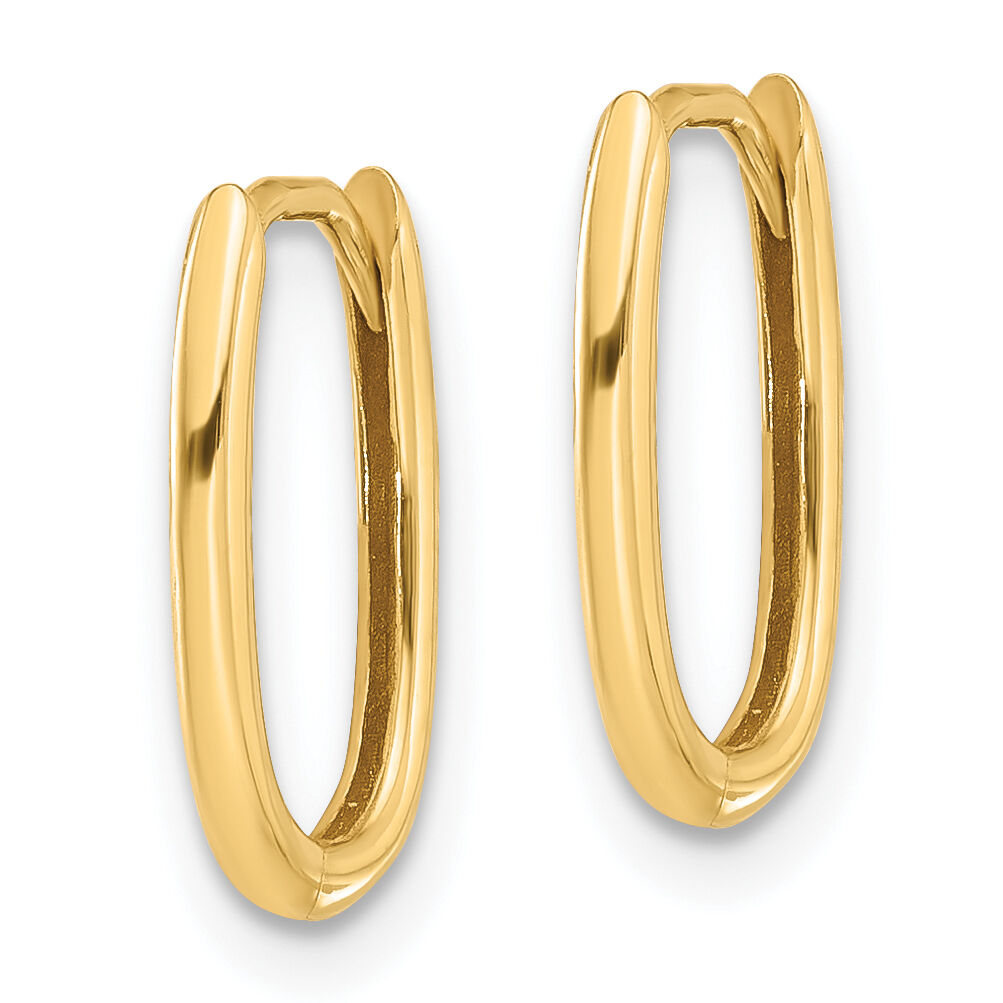 14K Polished Oval Hinged Hoop Earrings-TF2285