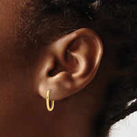 14K Polished Oval Hinged Hoop Earrings-TF2285