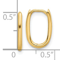 14K Polished Oval Hinged Hoop Earrings-TF2285