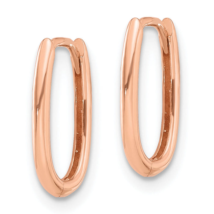 14K Rose Gold Polished Oval Hinged Hoop Earrings-TF2285R
