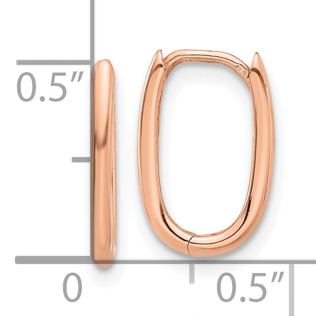 14K Rose Gold Polished Oval Hinged Hoop Earrings-TF2285R