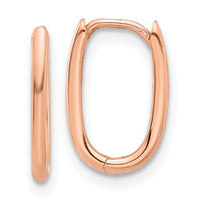 14K Rose Gold Polished Oval Hinged Hoop Earrings-TF2285R