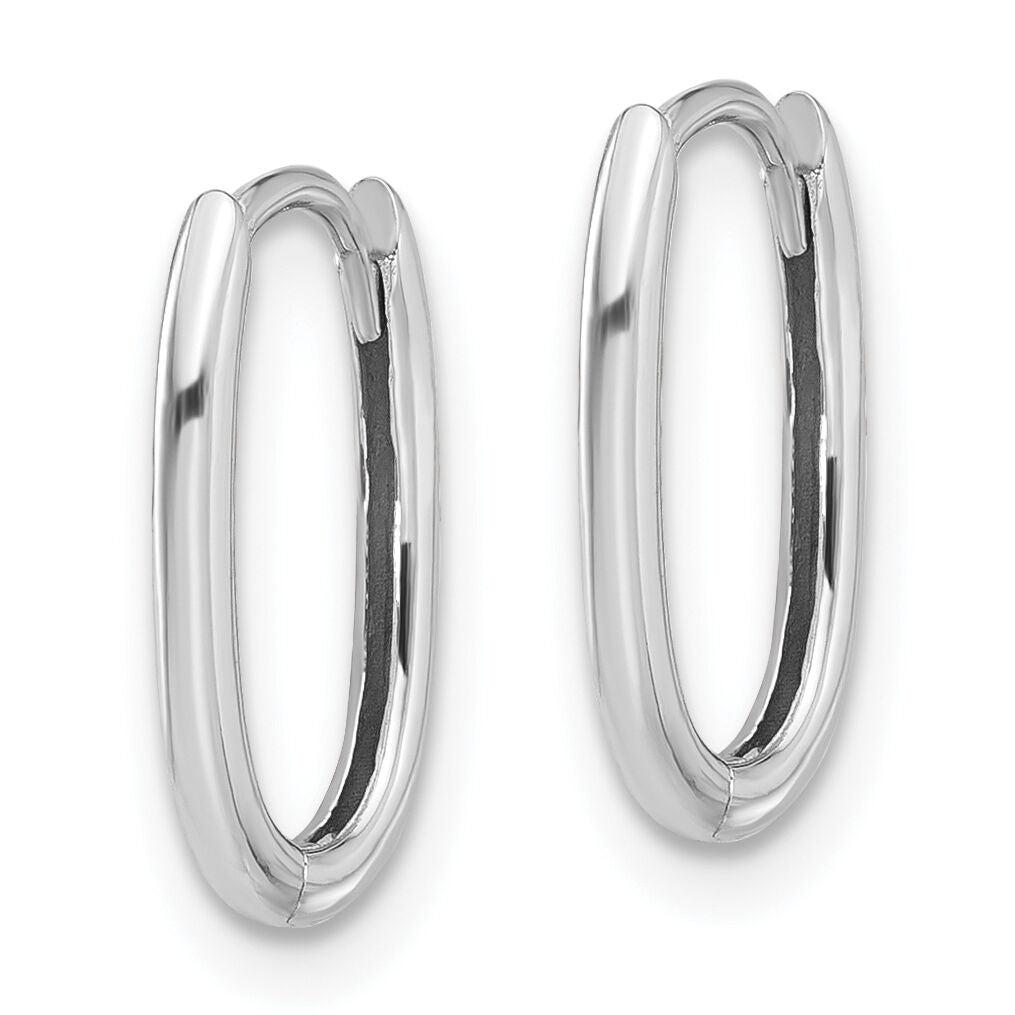 14K White Gold Polished Oval Hinged Hoop Earrings-TF2285W