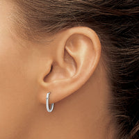 14K White Gold Polished Oval Hinged Hoop Earrings-TF2285W