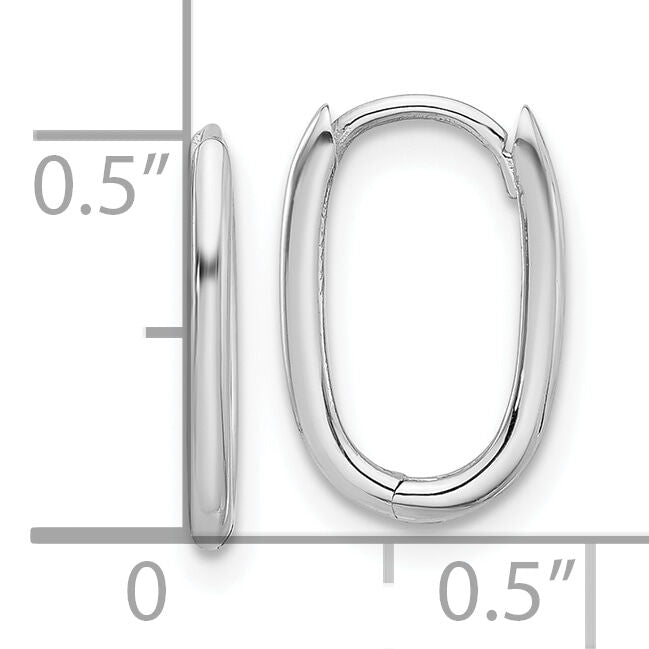14K White Gold Polished Oval Hinged Hoop Earrings-TF2285W