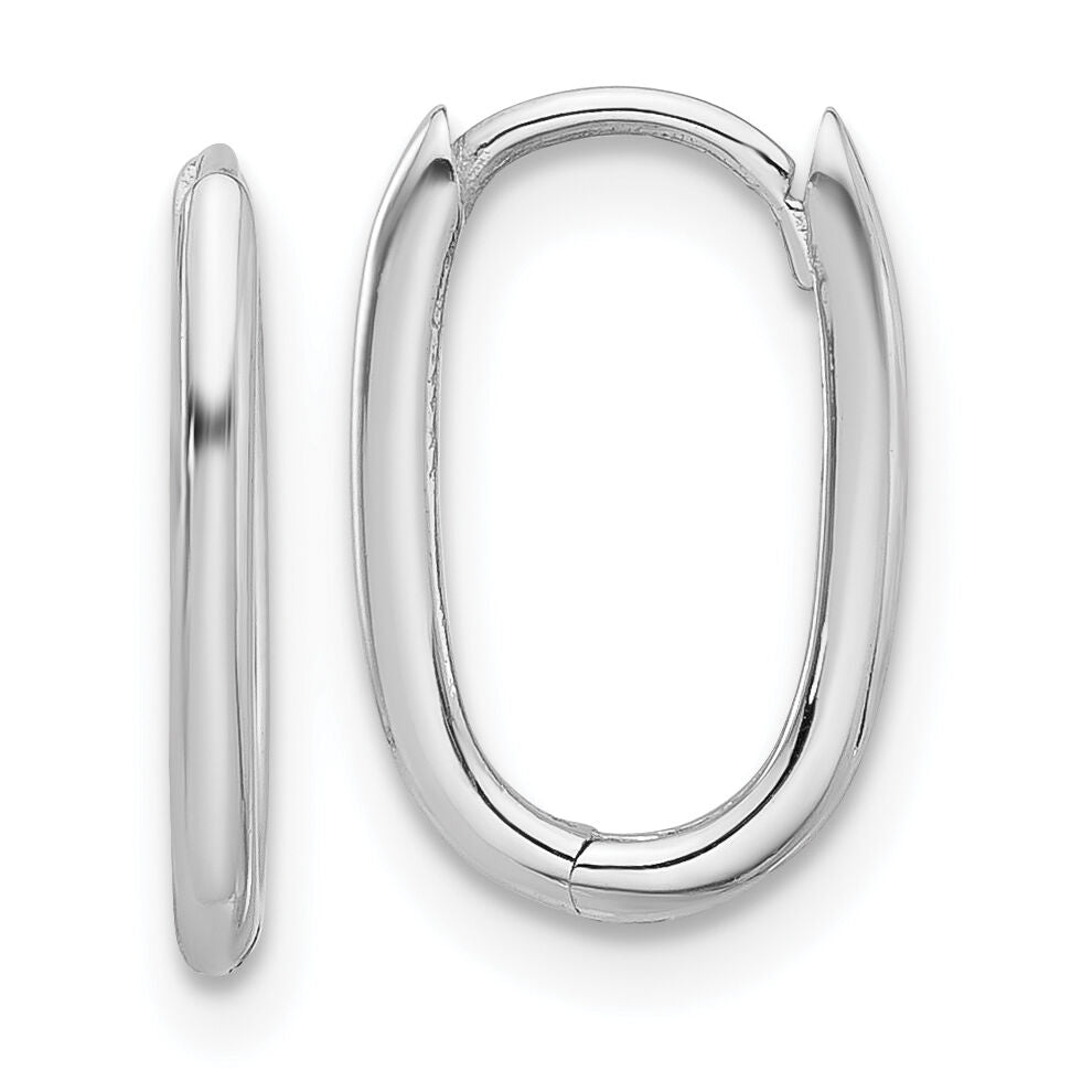 14K White Gold Polished Oval Hinged Hoop Earrings-TF2285W
