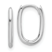 14K White Gold Polished Oval Hinged Hoop Earrings-TF2285W