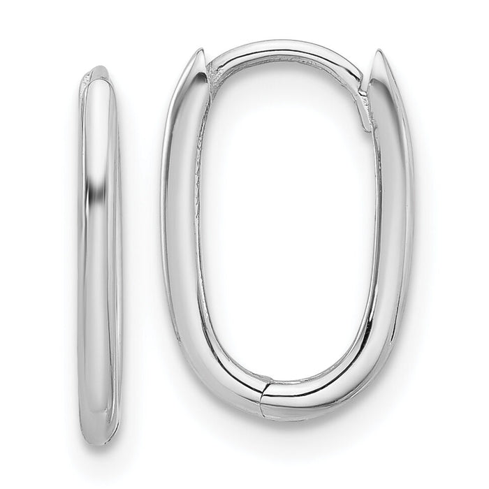 14K White Gold Polished Oval Hinged Hoop Earrings-TF2285W