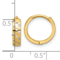 14K Polished CZ Hinged Hoop Earrings-TF2289