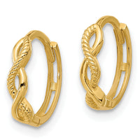 14K Polished and Textured Braided Hinged Hoop Earrings-TF2295