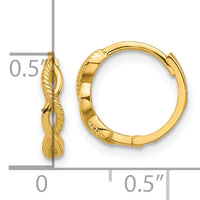 14K Polished and Textured Braided Hinged Hoop Earrings-TF2295