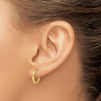 14K Polished and Diamond-cut Hinged Hoop Earrings-TF2297