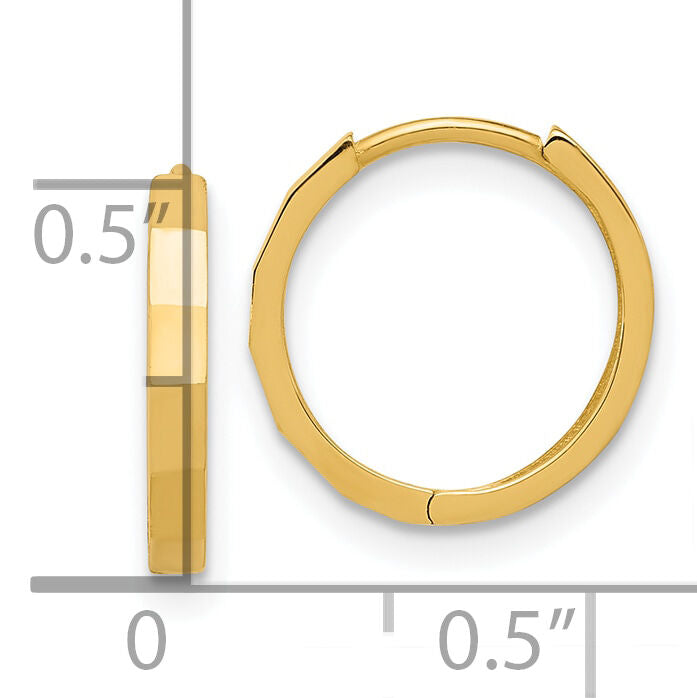 14K Polished and Diamond-cut Hinged Hoop Earrings-TF2297