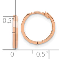 14K Rose Gold Polished and Diamond-cut Hinged Hoop Earrings-TF2297R