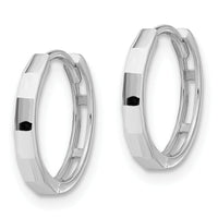 14K White Gold Polished and Diamond-cut Hinged Hoop Earrings-TF2297W