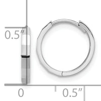 14K White Gold Polished and Diamond-cut Hinged Hoop Earrings-TF2297W