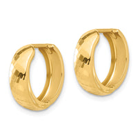 14K Polished and Diamond-cut Huggie Hoop Earrings-TF2298
