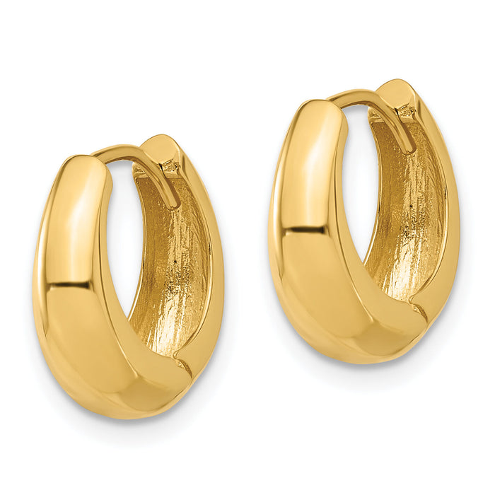 14K Polished Hinged Huggie Hoop Earrings-TF2299