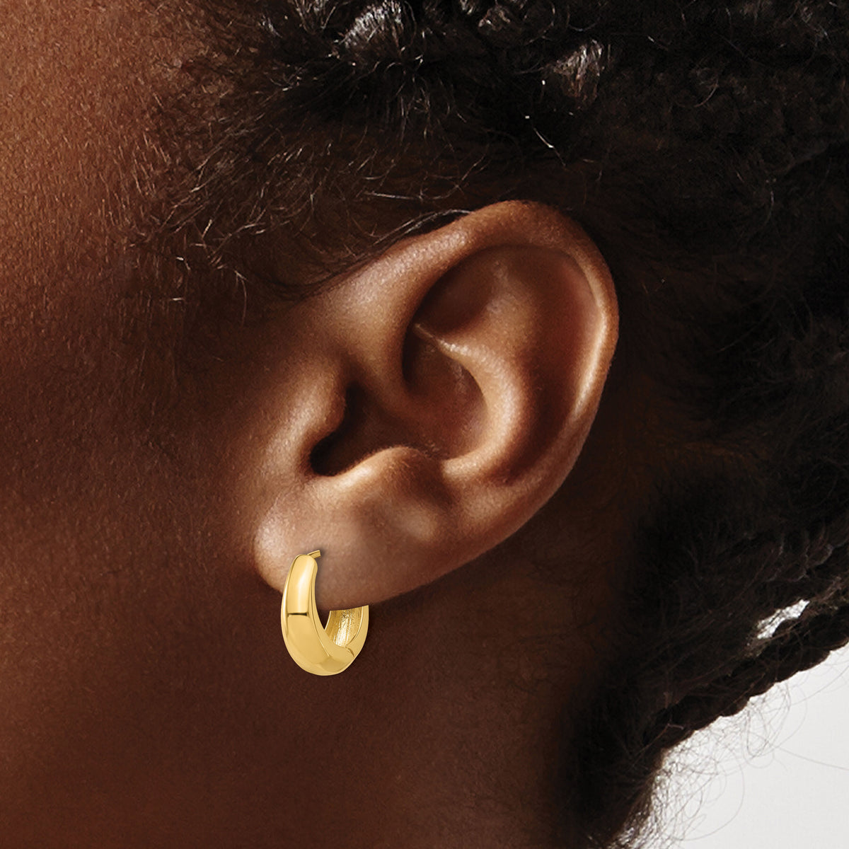 14K Polished Hinged Huggie Hoop Earrings-TF2299