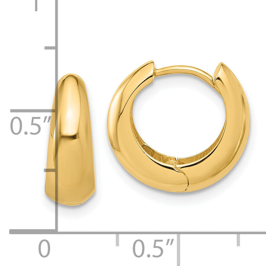 14K Polished Hinged Huggie Hoop Earrings-TF2299