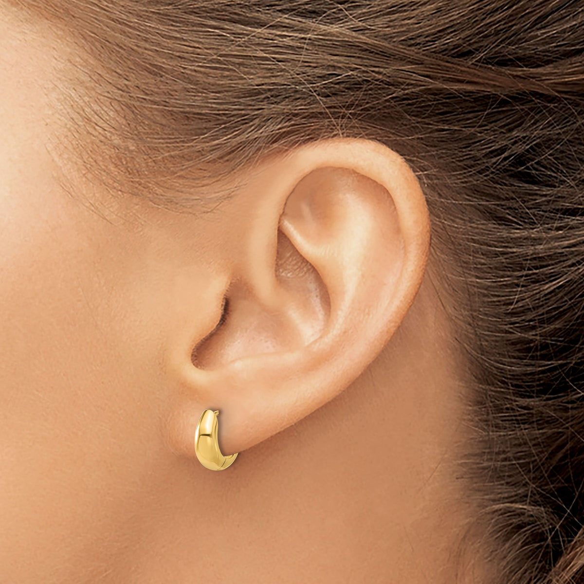 14K Polished Hinged Huggie Hoop Earrings-TF2300