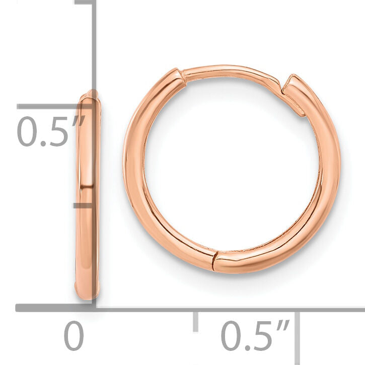 14K Rose Gold Polished Hinged Hoop Earrings-TF2301R