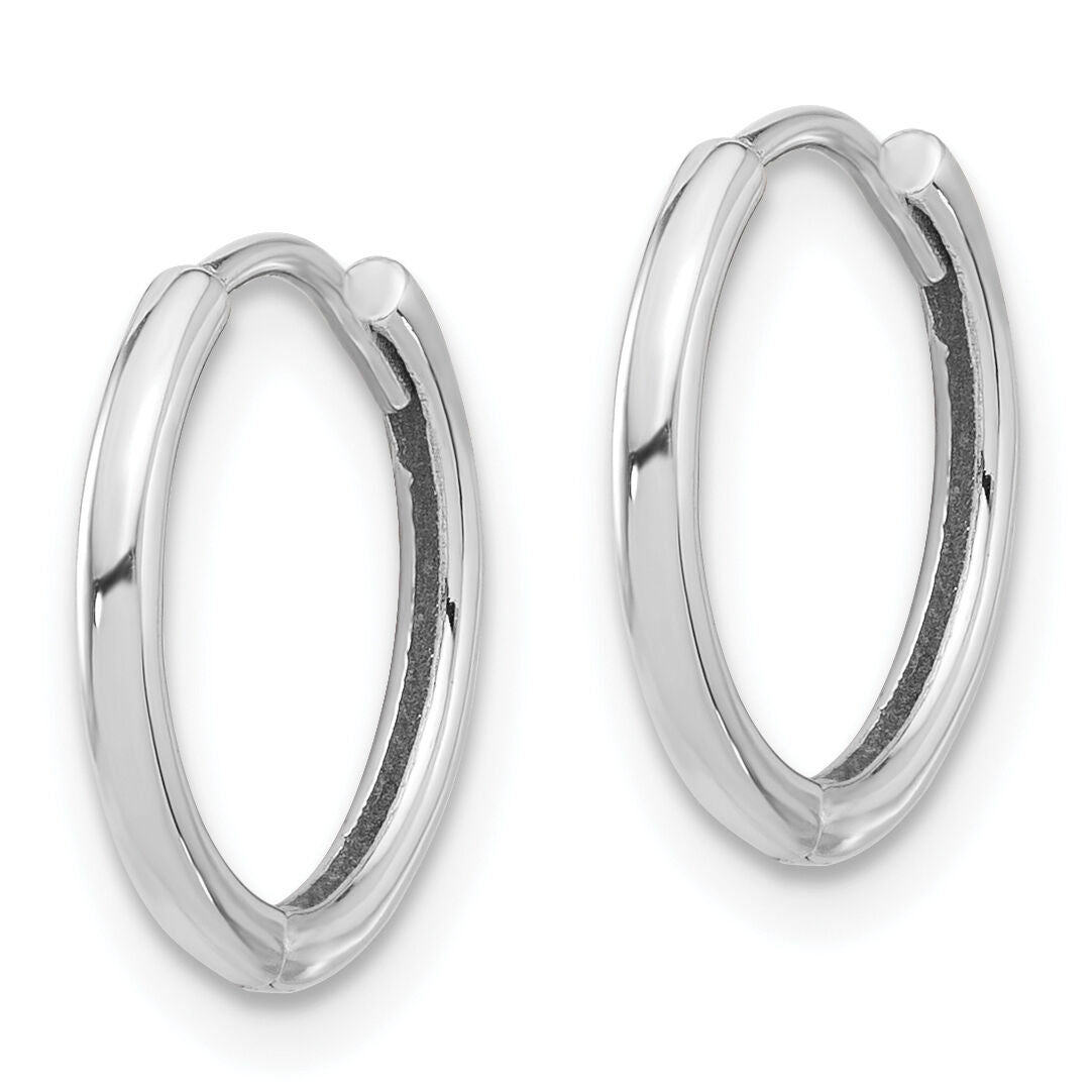14K White Gold Polished Hinged Hoop Earrings-TF2301W