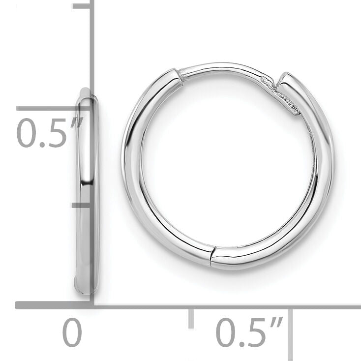 14K White Gold Polished Hinged Hoop Earrings-TF2301W