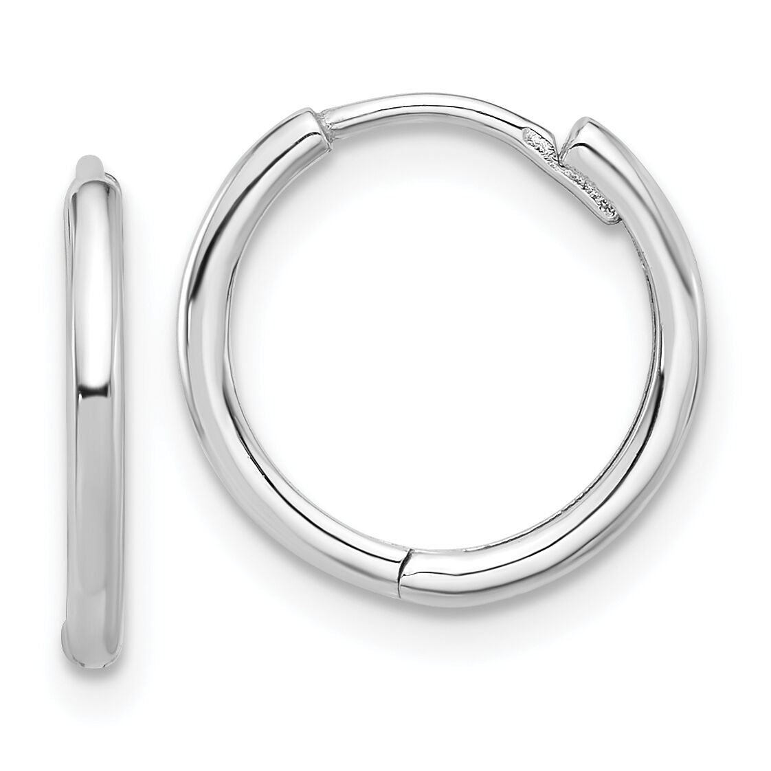 14K White Gold Polished Hinged Hoop Earrings-TF2301W