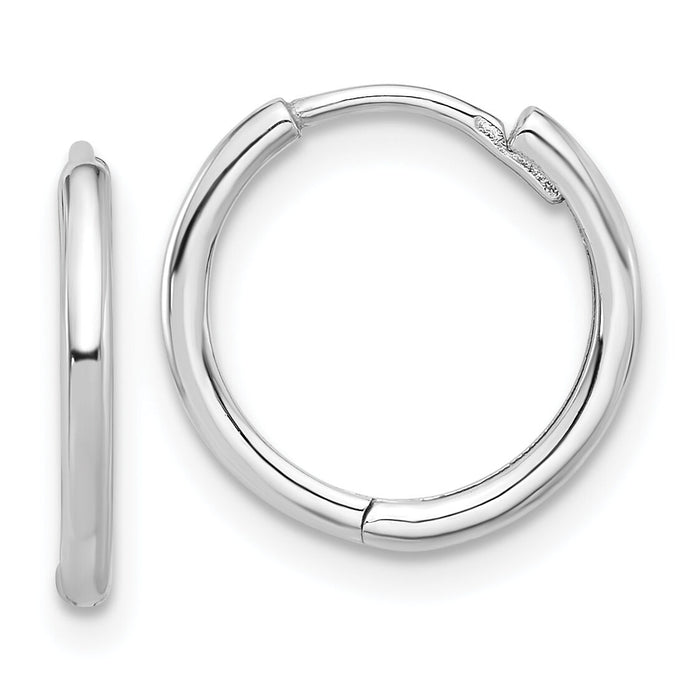 14K White Gold Polished Hinged Hoop Earrings-TF2301W