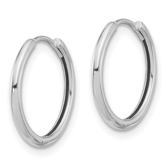 14K White Gold Polished Hinged Hoop Earrings-TF2302W