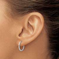 14K White Gold Polished Hinged Hoop Earrings-TF2302W