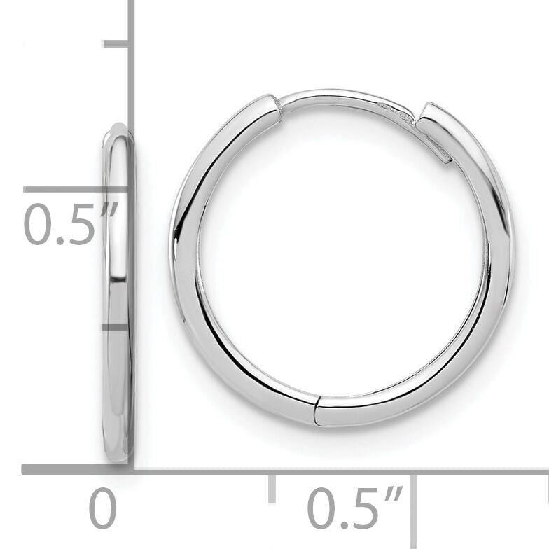 14K White Gold Polished Hinged Hoop Earrings-TF2302W