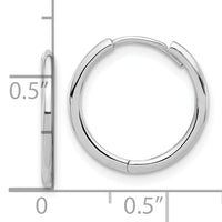 14K White Gold Polished Hinged Hoop Earrings-TF2302W