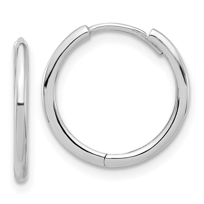 14K White Gold Polished Hinged Hoop Earrings-TF2302W