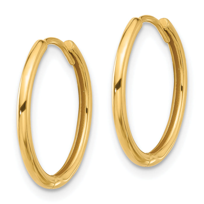 14K Polished Hinged Hoop Earrings-TF2303