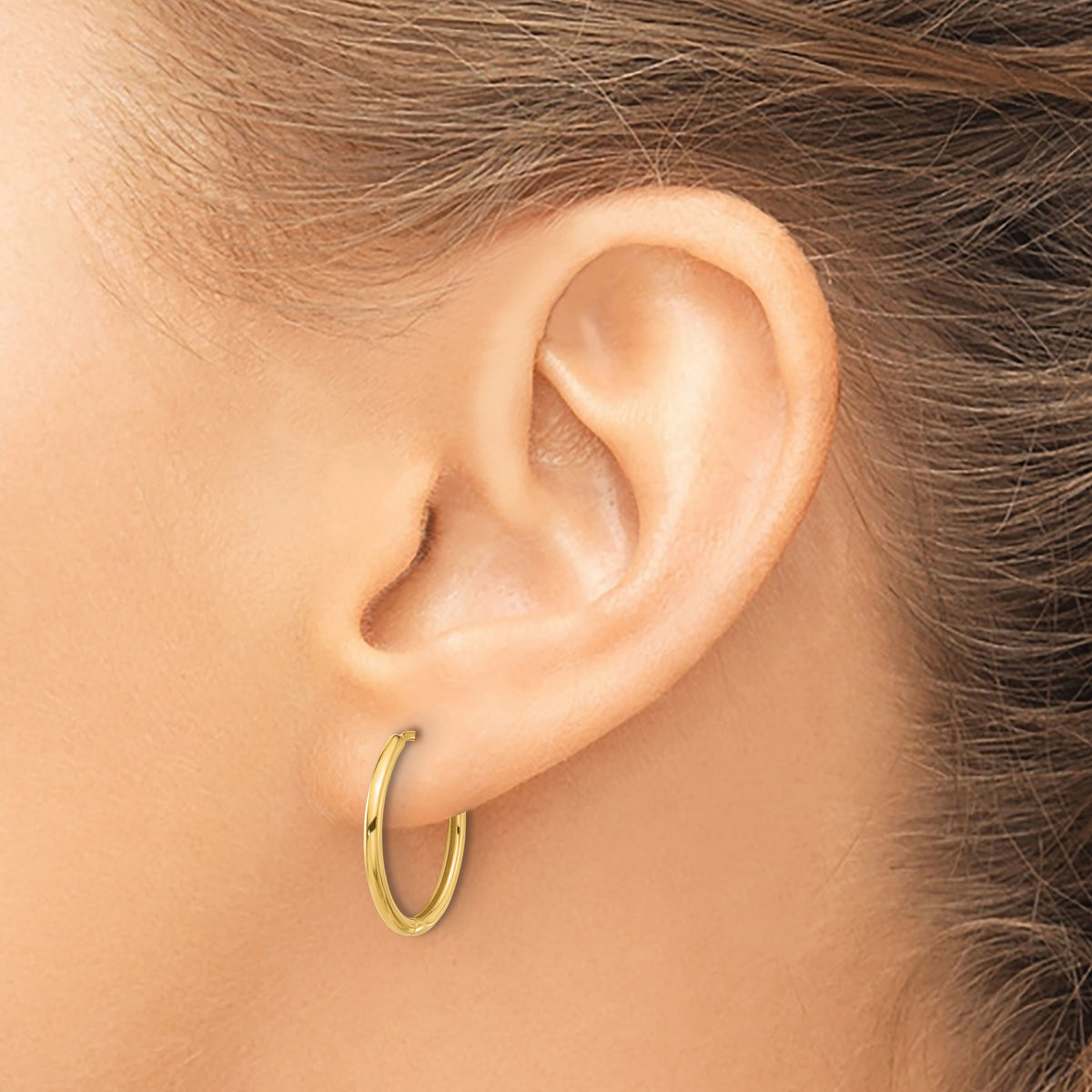 14K Polished Hinged Hoop Earrings-TF2303