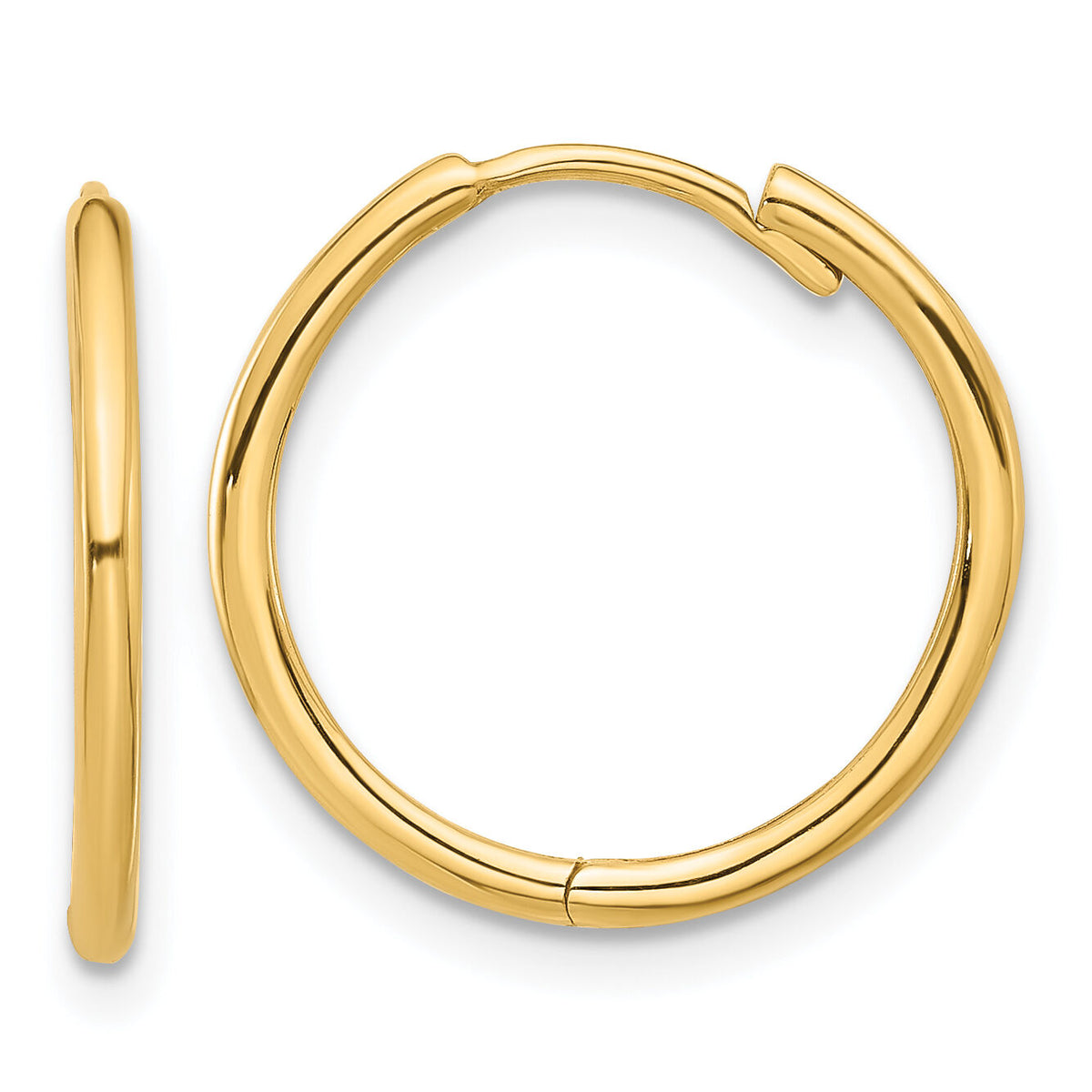 14K Polished Hinged Hoop Earrings-TF2303