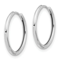 14K White Gold Polished Hinged Hoop Earrings-TF2303W