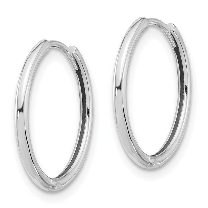 14K White Gold Polished Hinged Hoop Earrings-TF2303W