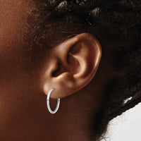 14K White Gold Polished Hinged Hoop Earrings-TF2303W