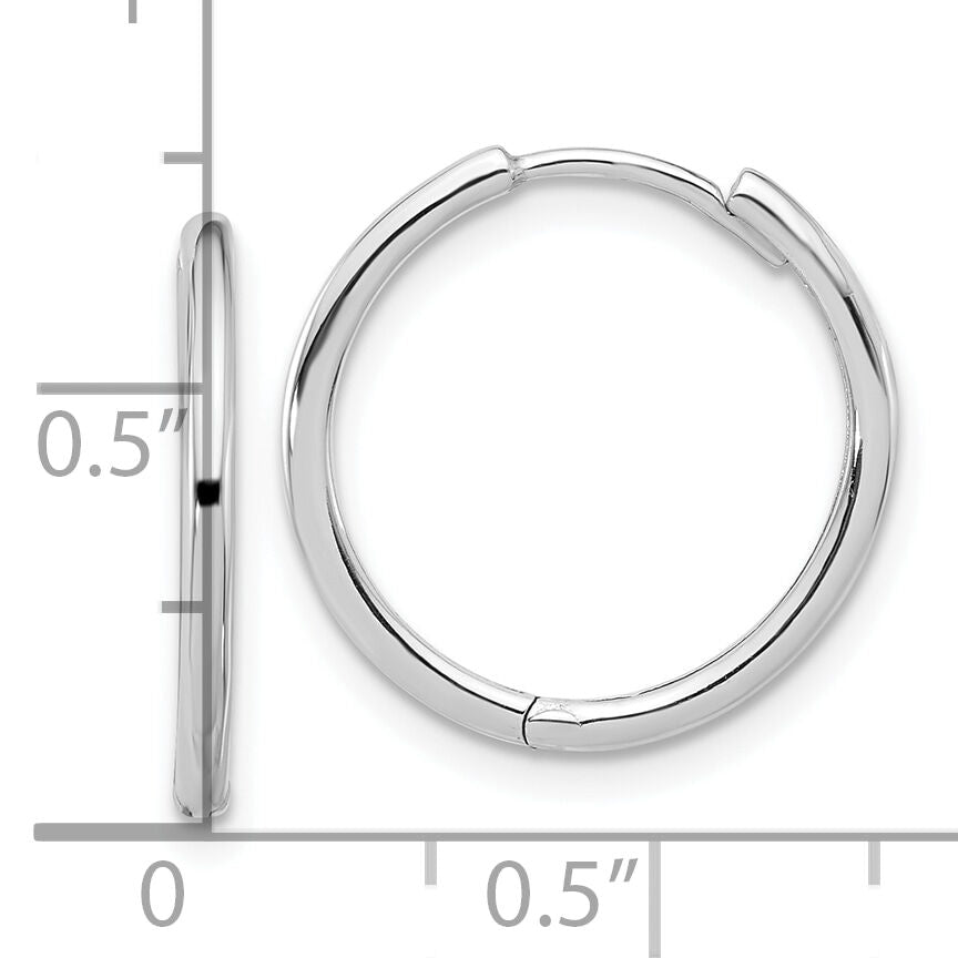 14K White Gold Polished Hinged Hoop Earrings-TF2303W